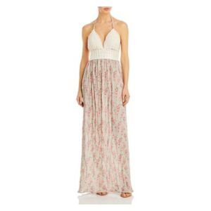 CAPITTANA Womens Pink Tie Open Back Sleeveless Full-Length Sheath Dress XS\S